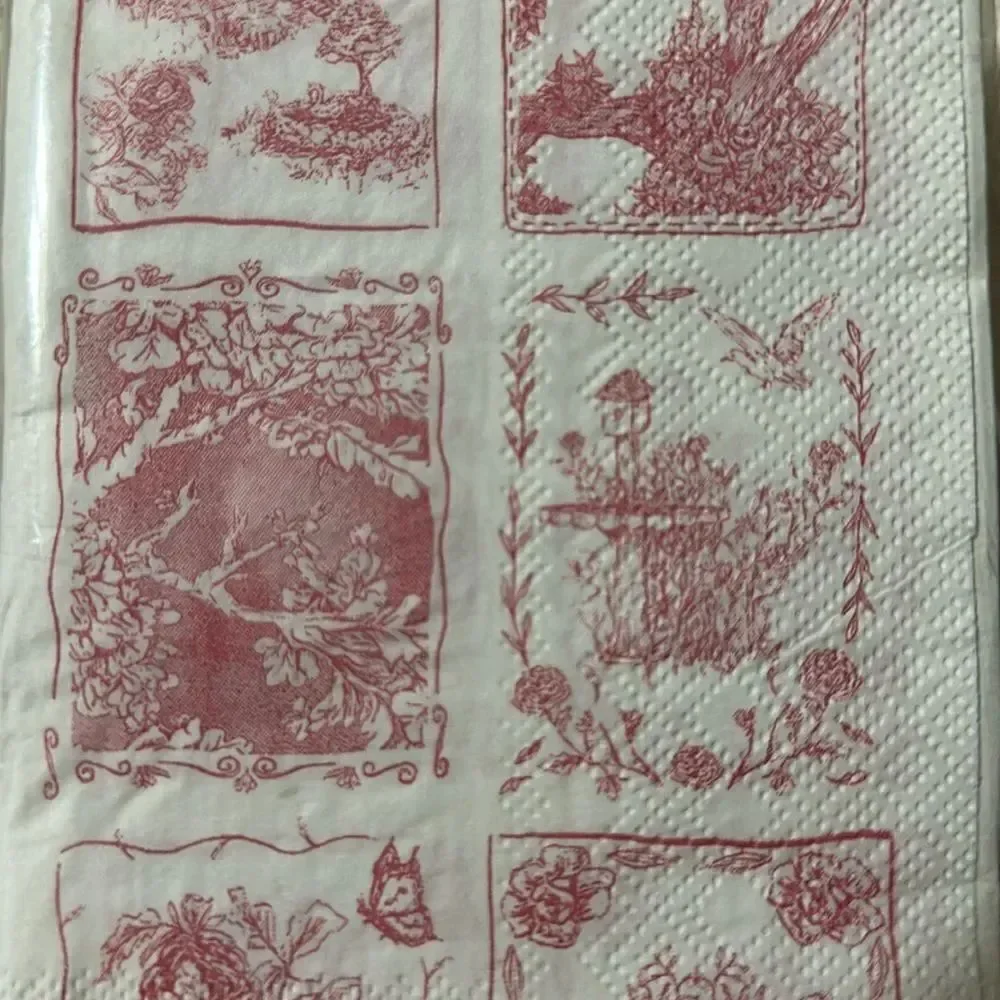 Punch Studio 32 x 2pk Guest Paper Towel Napkins White Pink English Toile Print